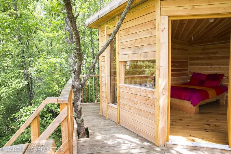 Vue de l'entrée de la cabane